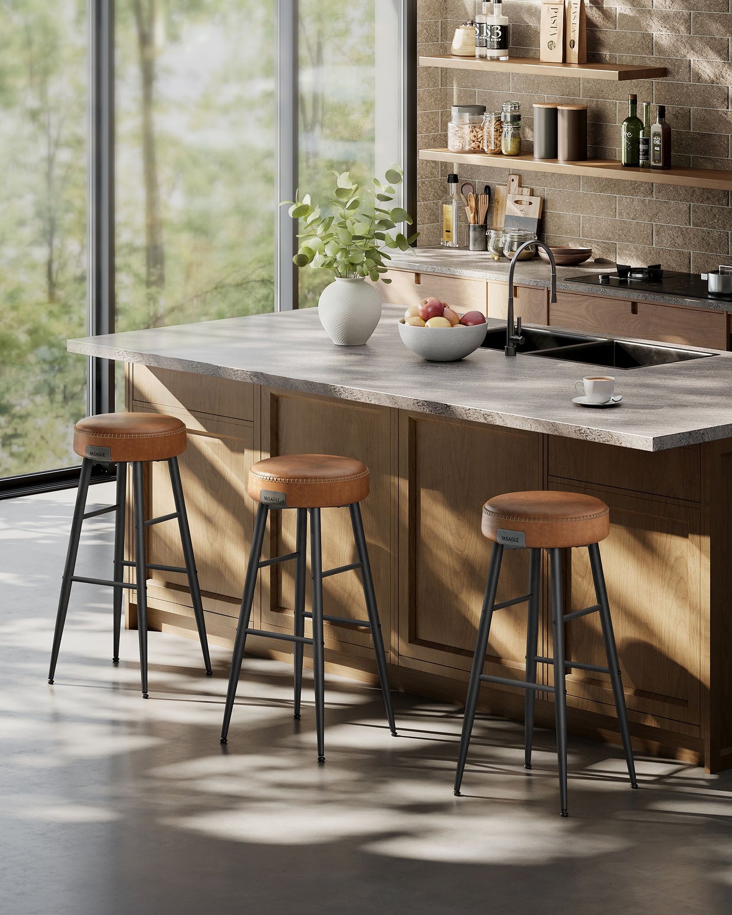 EKHO Collection - Bar Stools Set of 2, Camarel Brown
