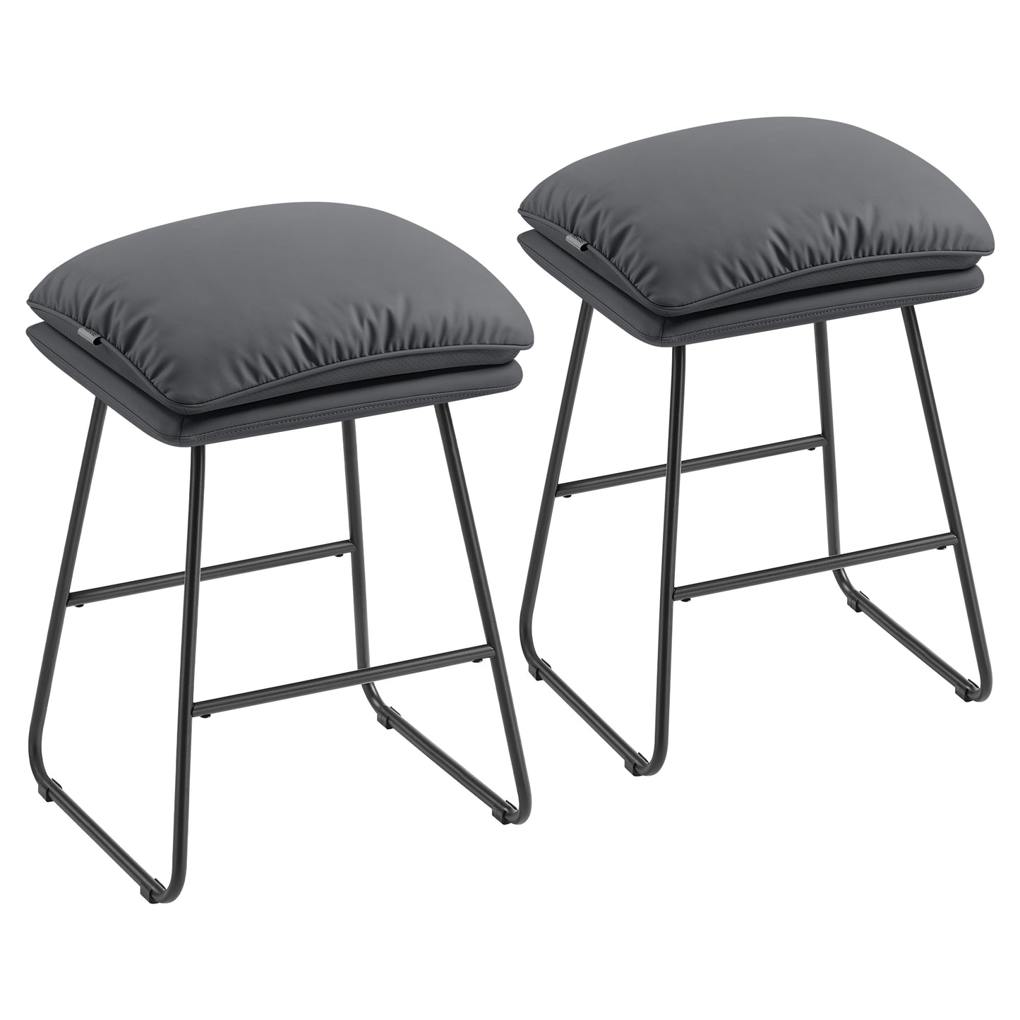 Counter Stools Set of 2 with Soft Cushion and Sled Base Caramel Brown - Slate Gray