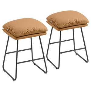 Counter Stools Set of 2 with Soft Cushion and Sled Base Caramel Brown