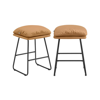 Counter Stools Set of 2 with Soft Cushion and Sled Base Caramel Brown