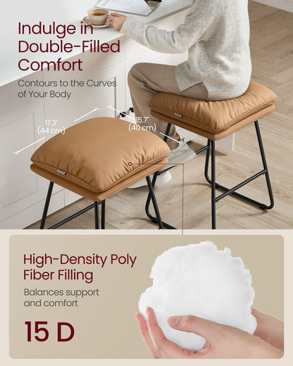 Counter Stools Set of 2 with Soft Cushion and Sled Base Caramel Brown