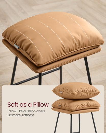 Counter Stools Set of 2 with Soft Cushion and Sled Base Caramel Brown