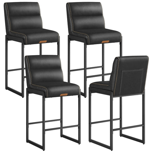 EKHO Collection - Bar Stools Set of 4, Counter Height Stools with Backs, Ink Black
