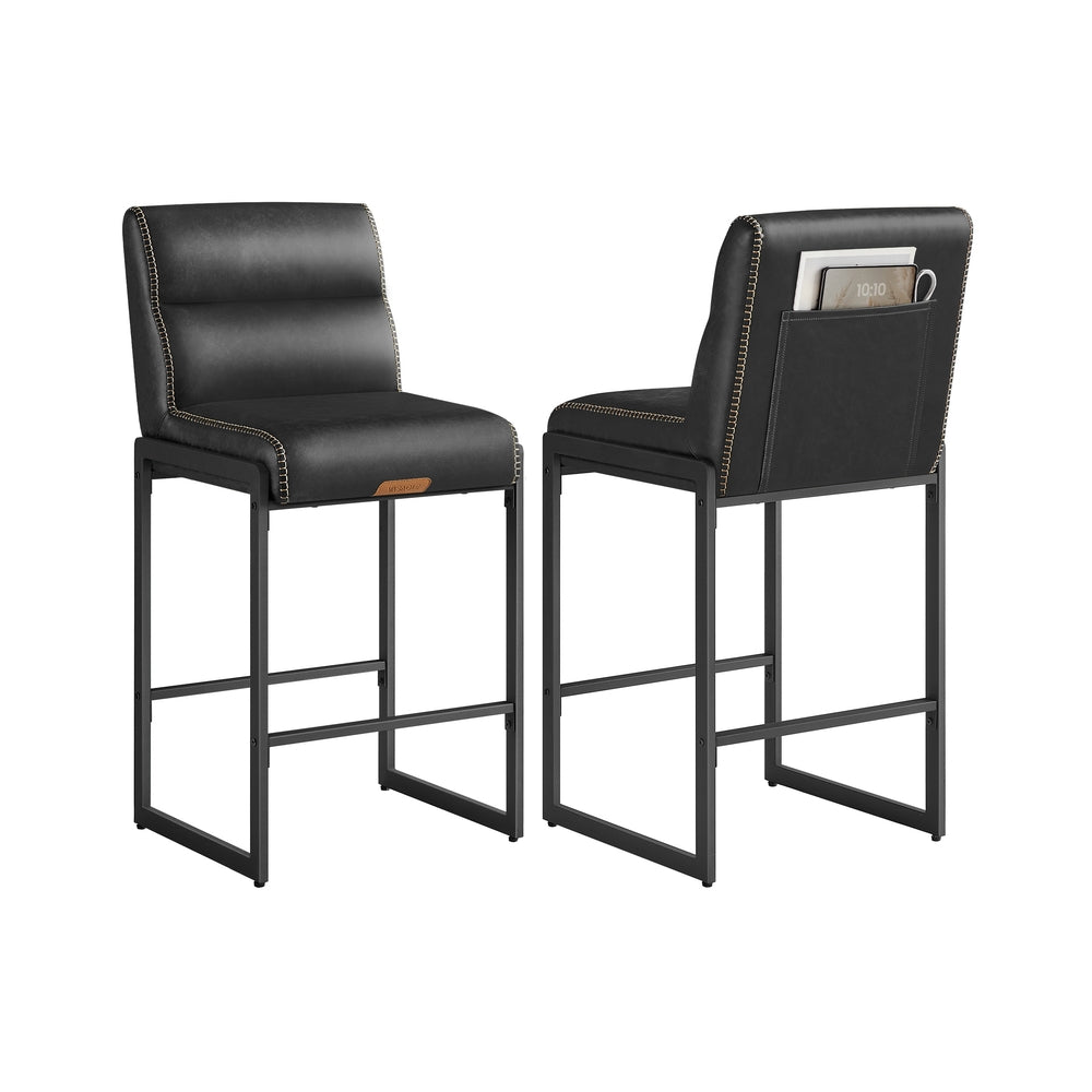 EKHO Collection - Bar Stools Set of 2, Counter Height Stools with Backs, Forest Green - Ink Black