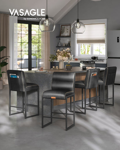 EKHO Collection - Bar Stools Set of 4, Counter Height Stools with Backs, Ink Black