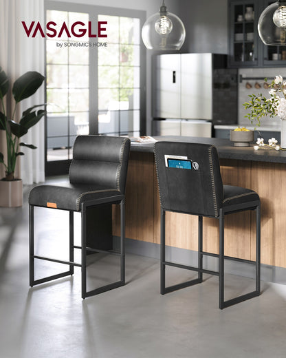 EKHO Collection - Bar Stools Set of 2, Counter Height Stools with Backs, Forest Green