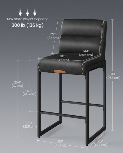 EKHO Collection - Bar Stools Set of 2, Counter Height Stools with Backs, Forest Green