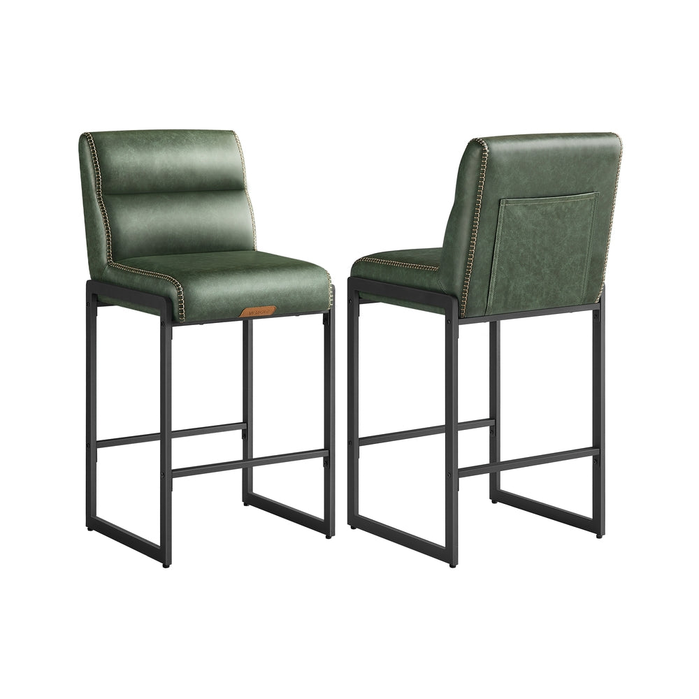 EKHO Collection - Bar Stools Set of 2, Counter Height Stools with Backs, Forest Green - HWLEXTRA 