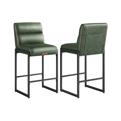 EKHO Collection - Bar Stools Set of 2, Counter Height Stools with Backs, Forest Green - HWLEXTRA 