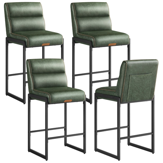 EKHO Collection - Bar Stools Set of 4, Counter Height Stools with Backs, Forest Green