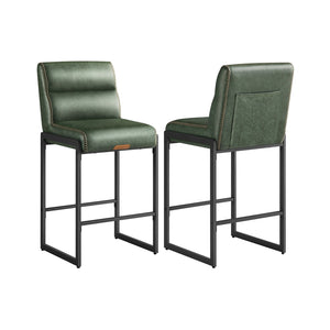 EKHO Collection - Bar Stools Set of 2, Counter Height Stools with Backs, Forest Green