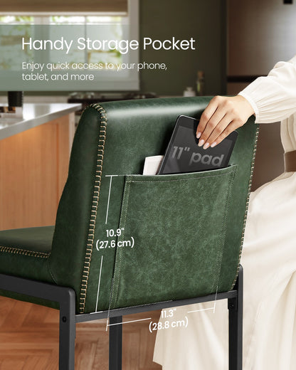 EKHO Collection - Bar Stools Set of 2, Counter Height Stools with Backs, Forest Green - HWLEXTRA 