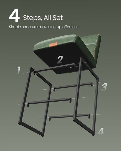 EKHO Collection - Bar Stools Set of 2, Counter Height Stools with Backs, Forest Green - HWLEXTRA 