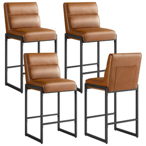 EKHO Collection - Bar Stools Set of 4, Counter Height Stools with Backs, Caramel Brown