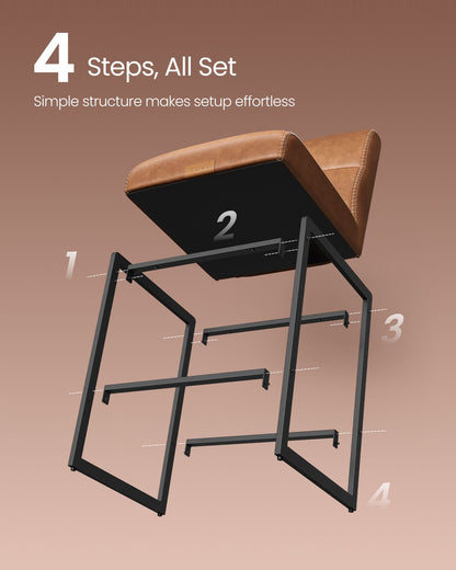 EKHO Collection - Bar Stools Set of 4, Counter Height Stools with Backs, Caramel Brown