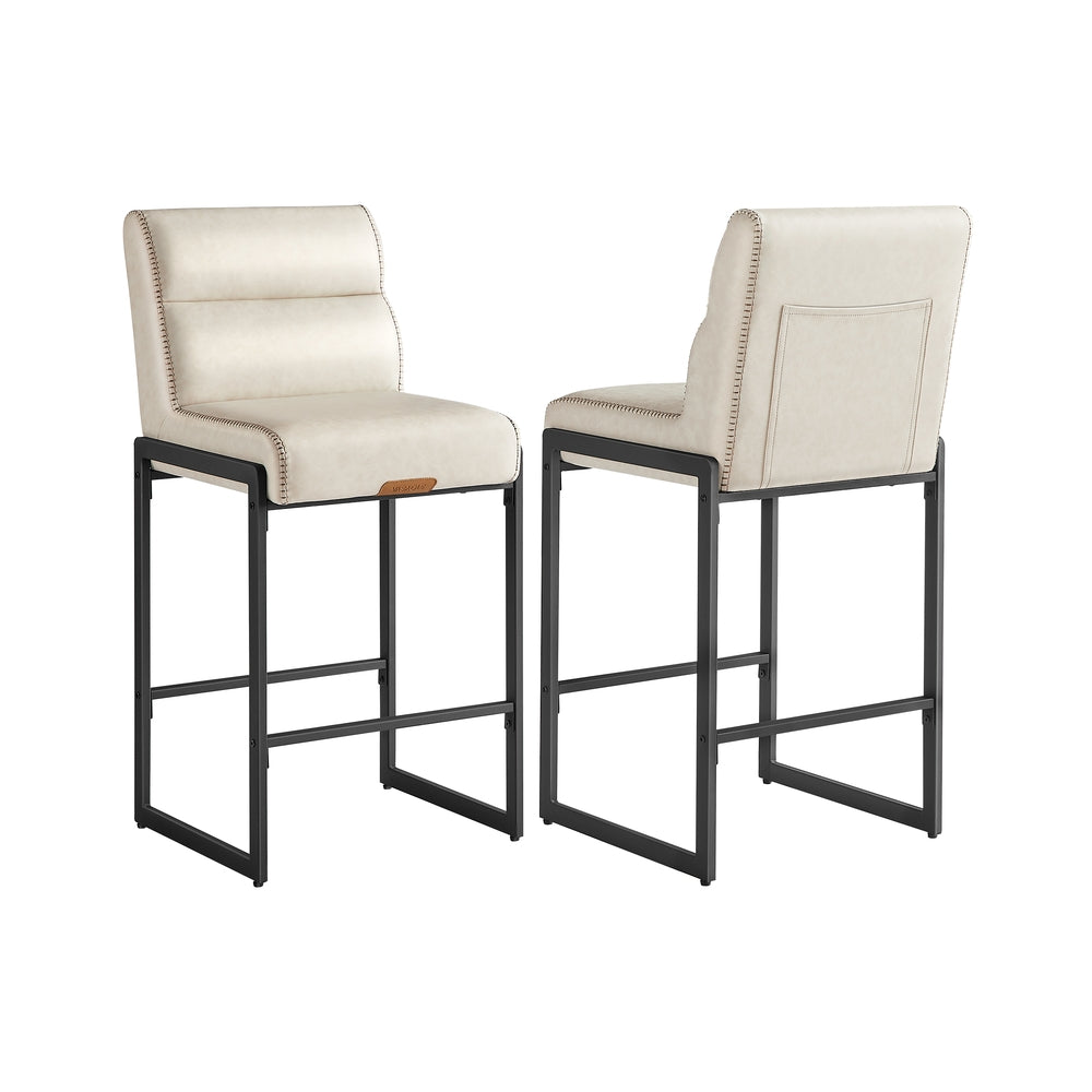 EKHO Collection - Bar Stools Set of 2, Counter Height Stools with Backs, Forest Green - Cream White