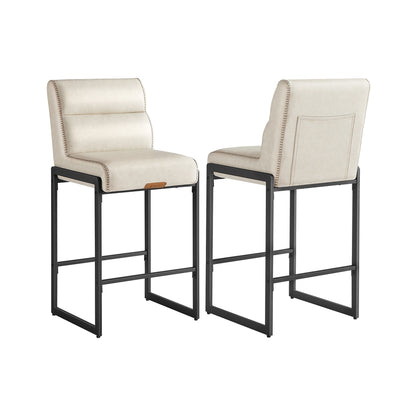 EKHO Collection - Bar Stools Set of 2, Counter Height Stools with Backs, Forest Green - Cream White