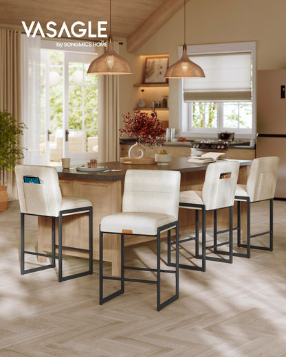 EKHO Collection - Bar Stools Set of 4, Counter Height Stools with Backs, Cream White