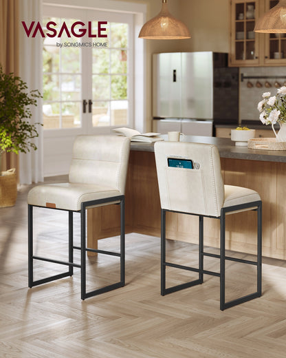 EKHO Collection - Bar Stools Set of 2, Counter Height Stools with Backs, Forest Green