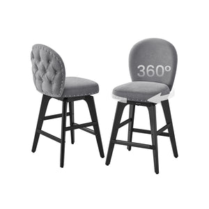Bar Stools Set of 2 with Chenille Fabric