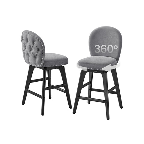 Bar Stools Set of 2 with Chenille Fabric
