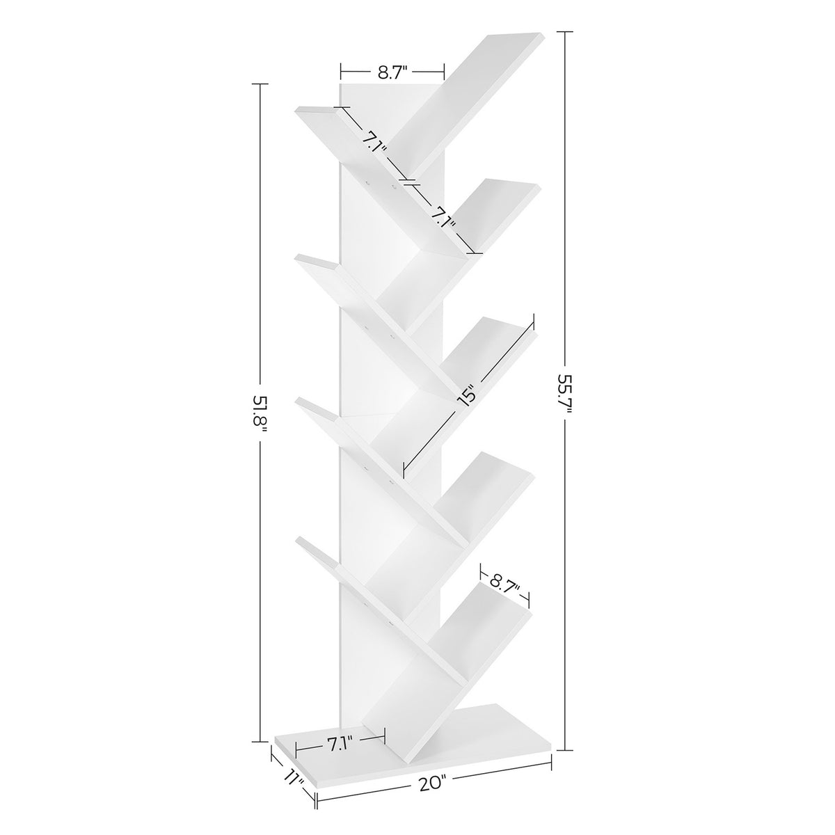 Tree Style Bookshelf | 8-Tier Floor Standing Bookcase