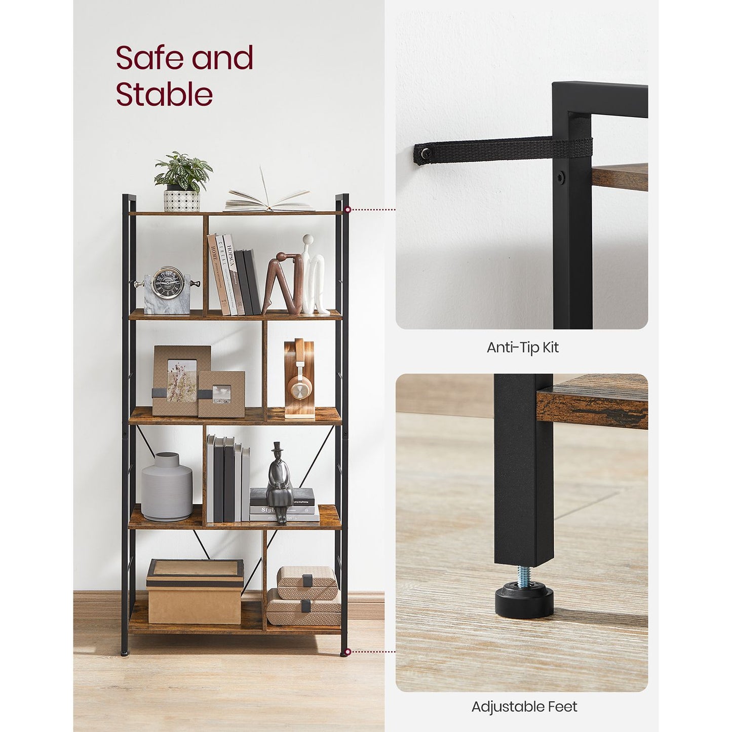 5 Tier Shelving Unit with Open Compartments