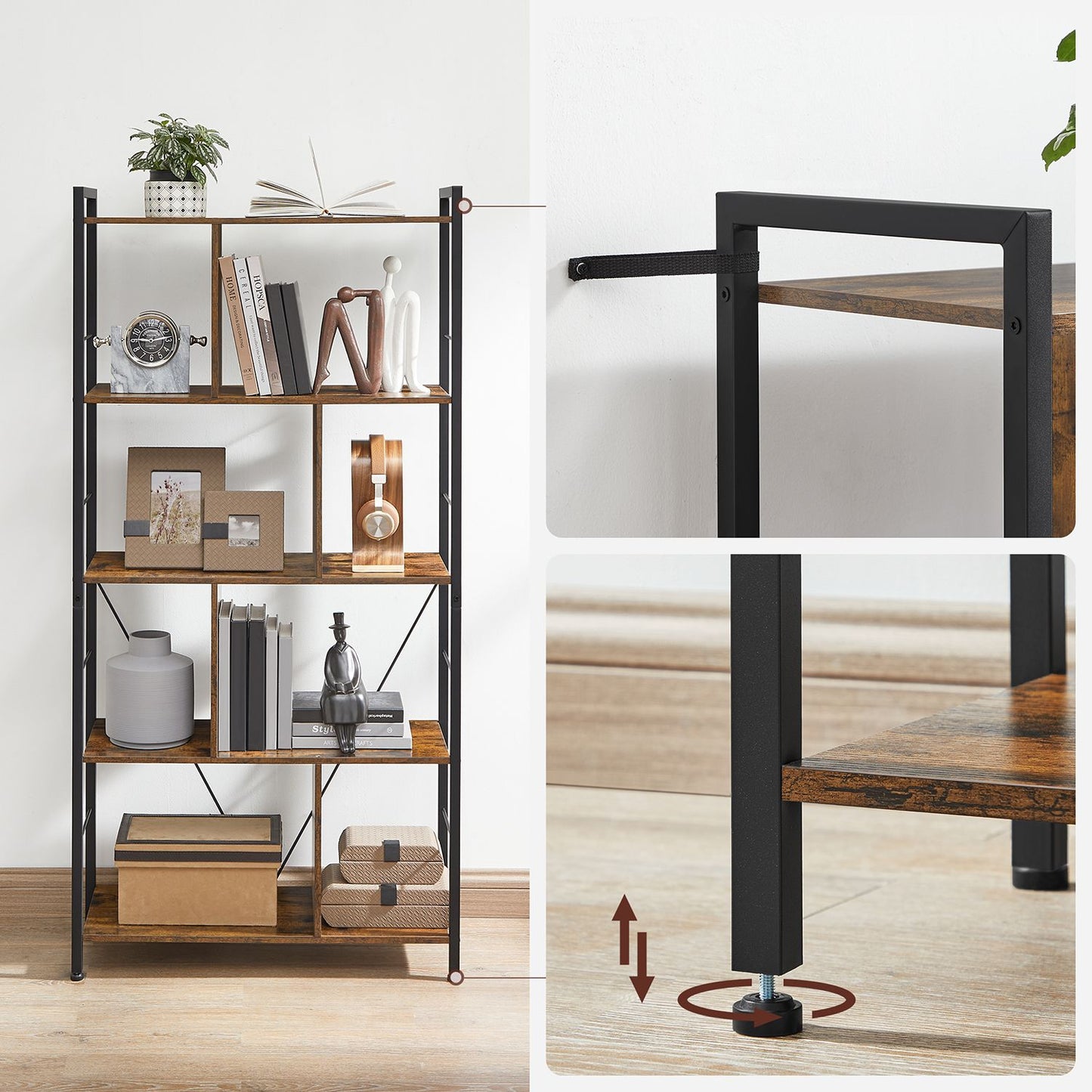 Bookshelf，5 Tier Living Room Shelf - image 6