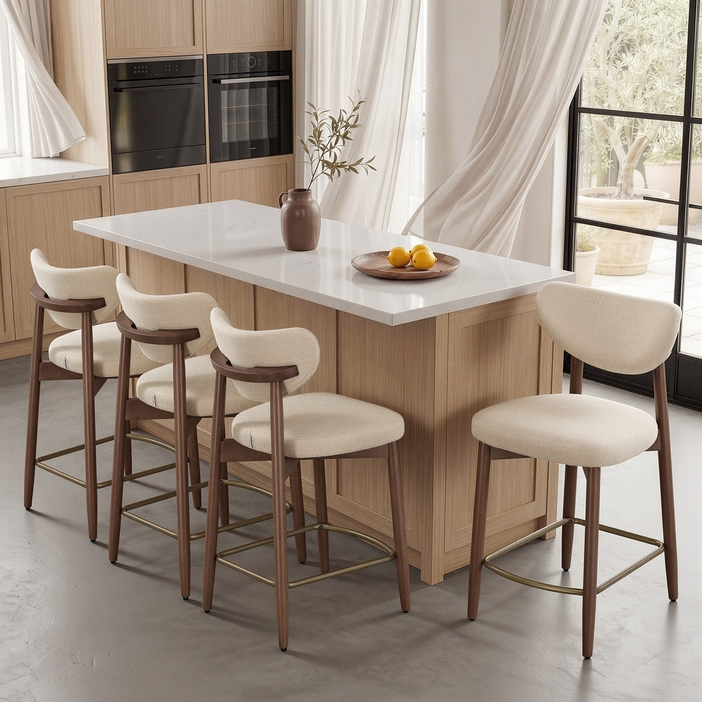 Upholstered wooden bar stool with back for kitchen island - image 36