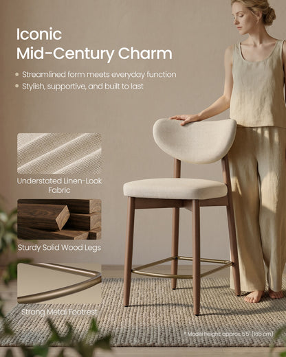 Upholstered wooden bar stool with back for kitchen island - image 38