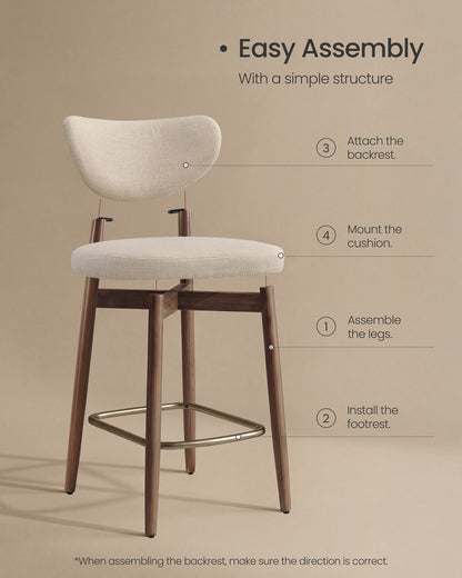Upholstered wooden bar stool with back for kitchen island - image 44