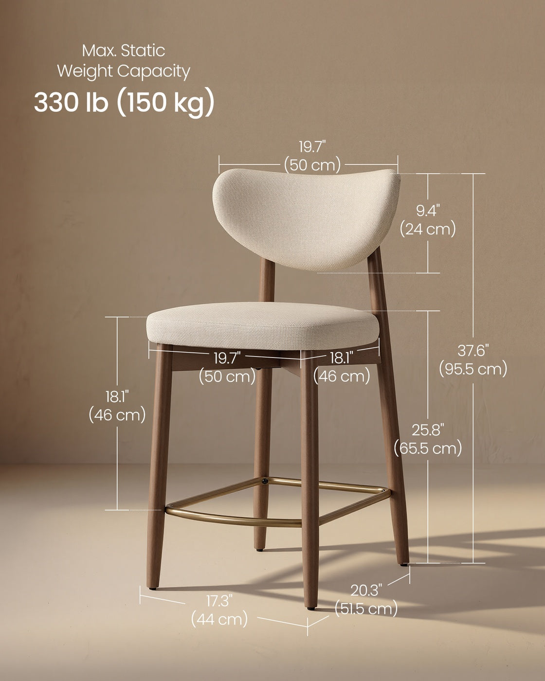 Upholstered wooden bar stool with back for kitchen island - image 16