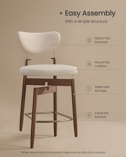 Upholstered wooden bar stool with back for kitchen island - image 17