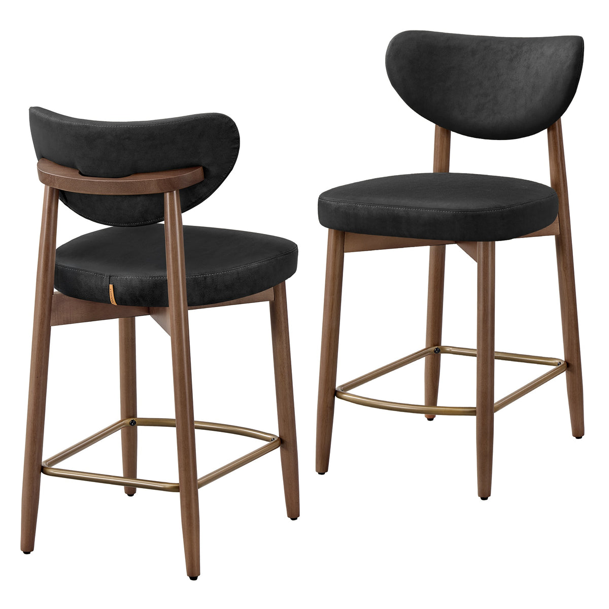 Upholstered wooden bar stool with back for kitchen island - image 1