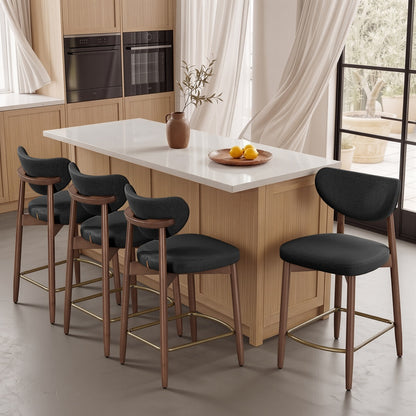 Upholstered wooden bar stool with back for kitchen island - image 27