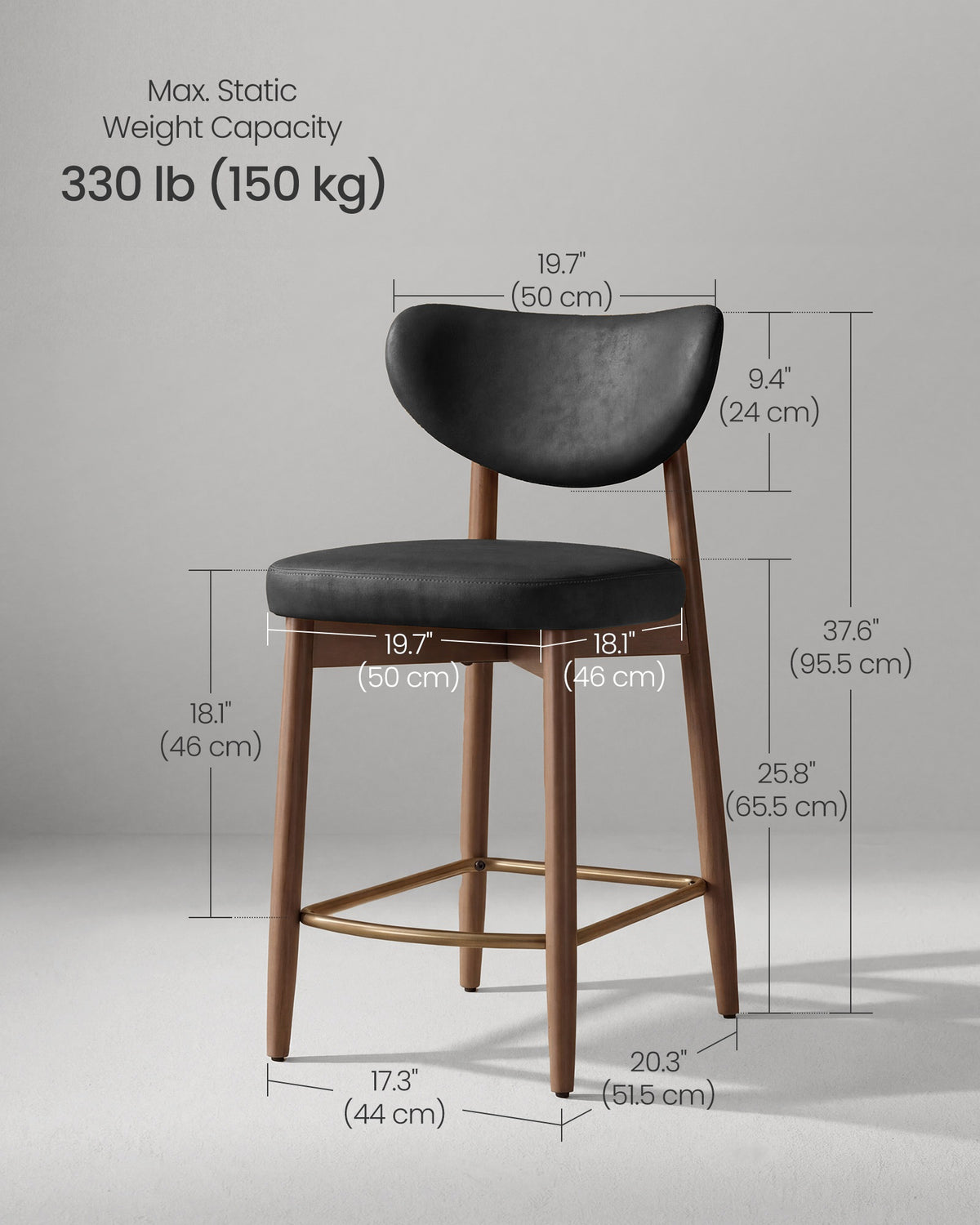 Upholstered wooden bar stool with back for kitchen island - image 7