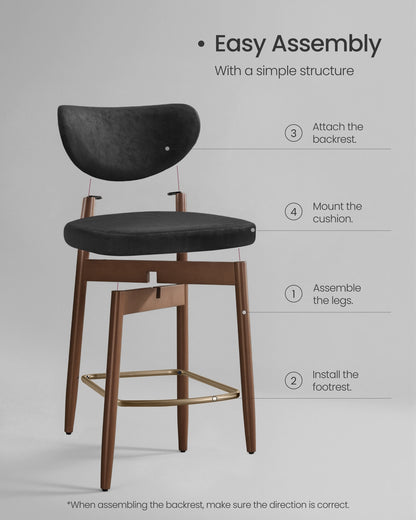 Upholstered wooden bar stool with back for kitchen island - image 8