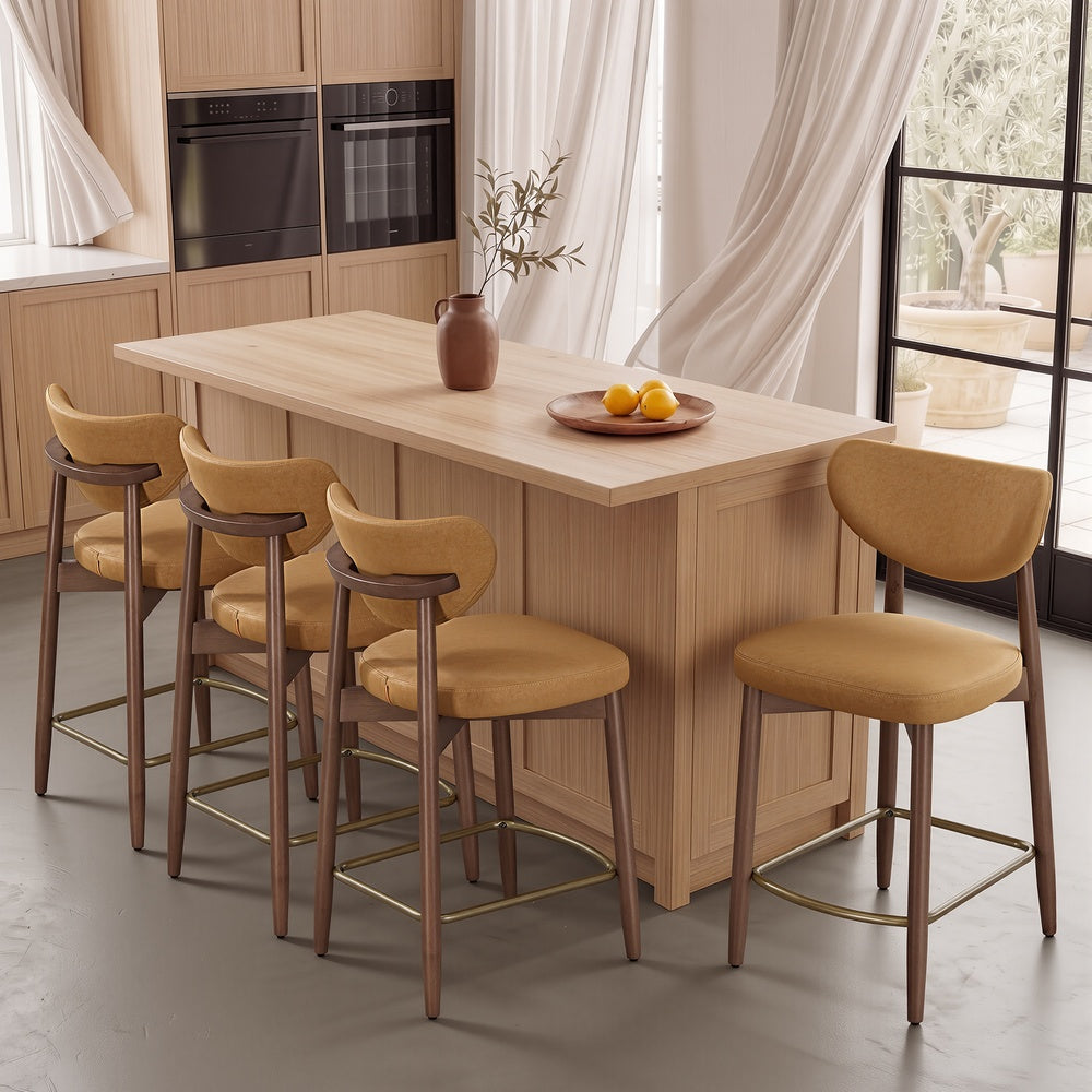 Upholstered wooden bar stool with back for kitchen island - image 45
