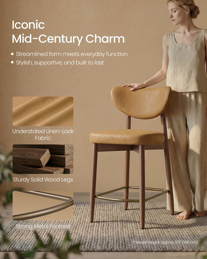 Upholstered wooden bar stool with back for kitchen island - image 47