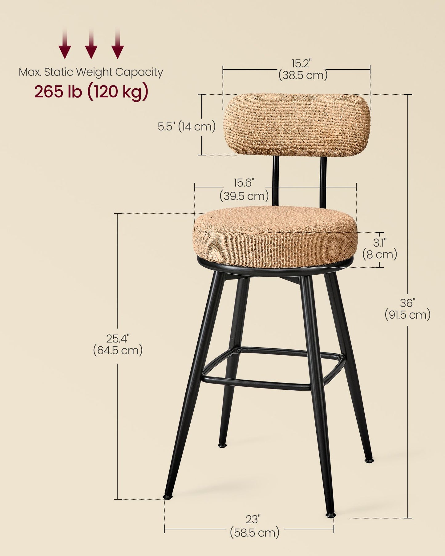 360° Swivel Bar Stools Set of 2 - image 3