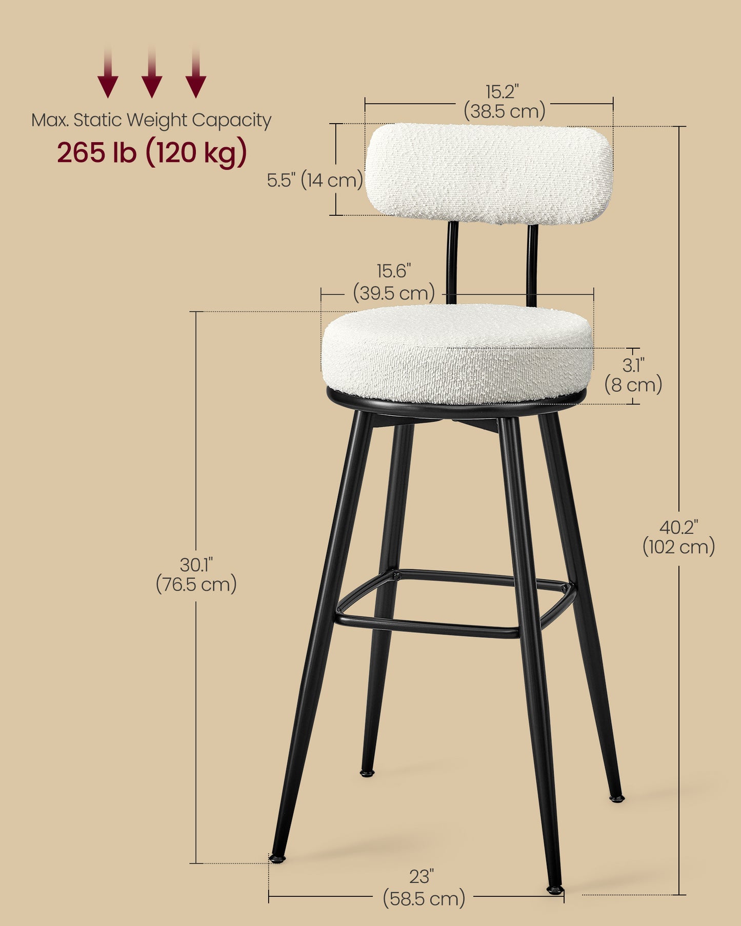 360° Swivel Bar Stools Set of 4 - image 9