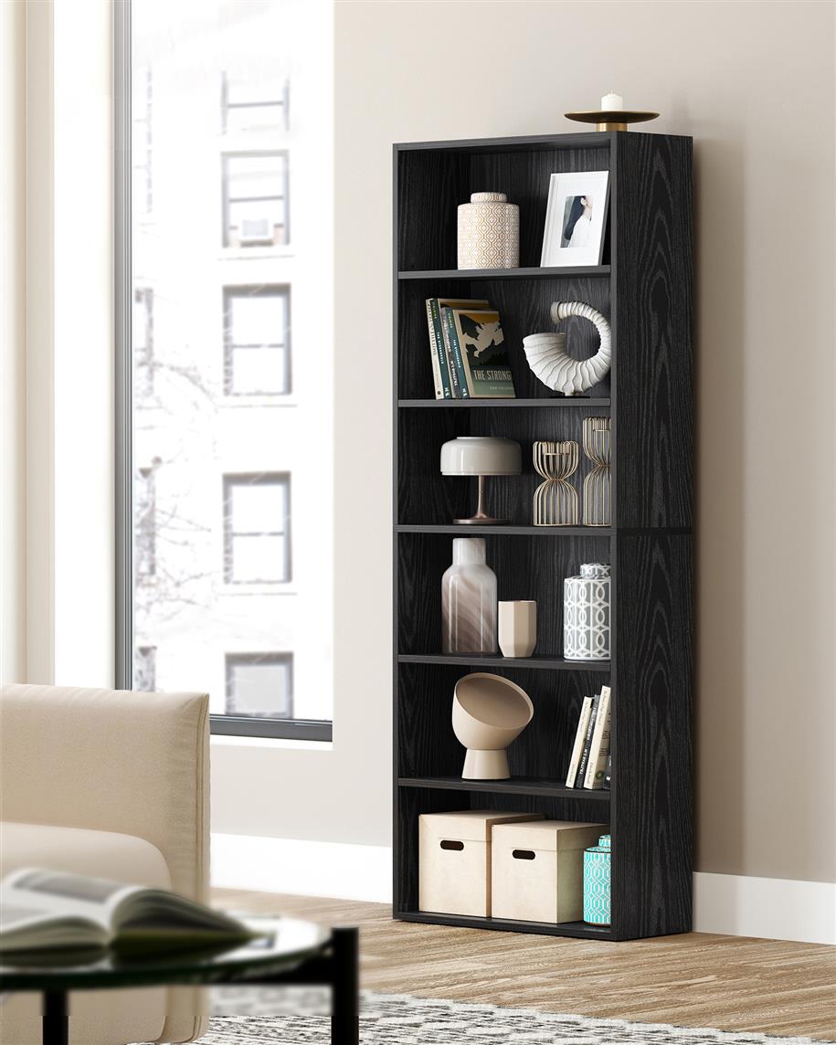 6-Tier Open Bookcase with Adjustable Storage Shelves