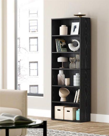 6-Tier Open Bookcase with Adjustable Storage Shelves