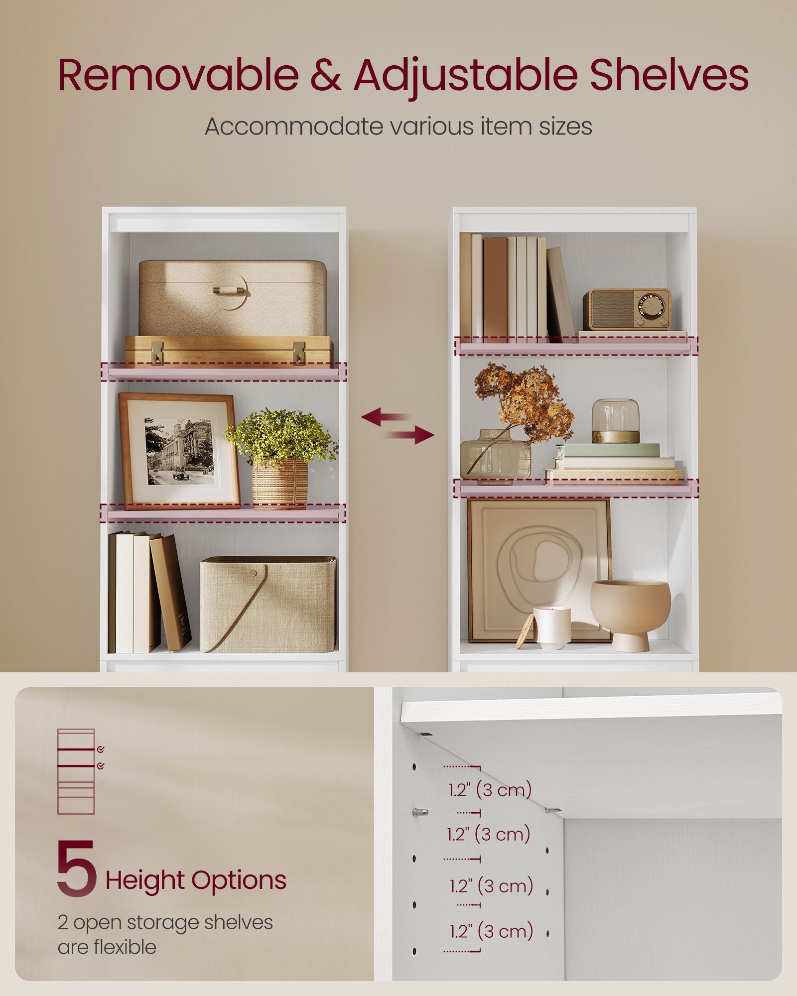 Bookshelf 180 cm Tall Bookcase with 3 Adjustable Shelves - image 3