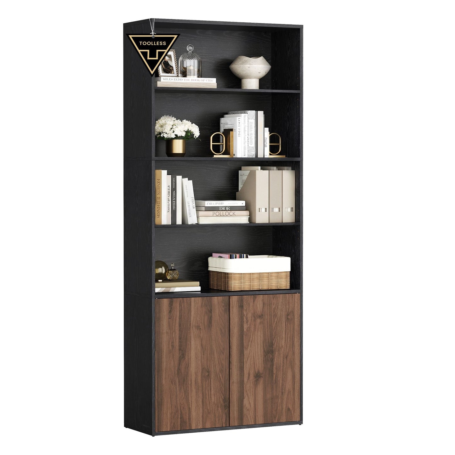 Home Book Shelf 6-Tier Floor Standing Bookcase 70.4 Inches Tall Snow White - image 16