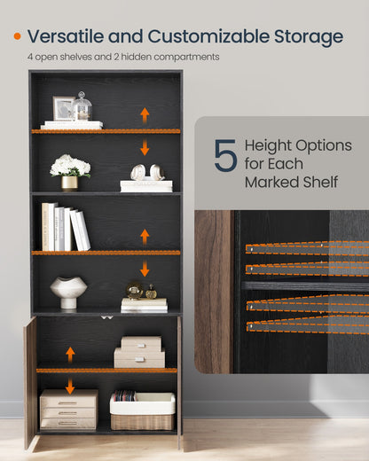 Home Book Shelf 6-Tier Floor Standing Bookcase 70.4 Inches Tall Snow White - image 11