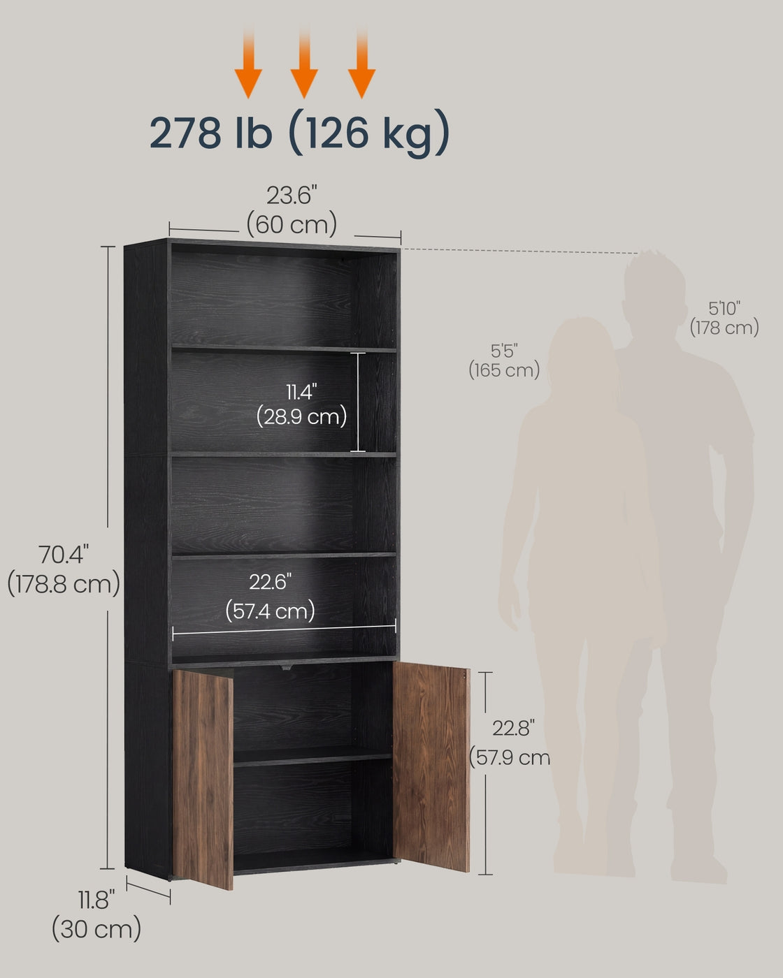 Home Book Shelf 6-Tier Floor Standing Bookcase 70.4 Inches Tall Snow White - image 13