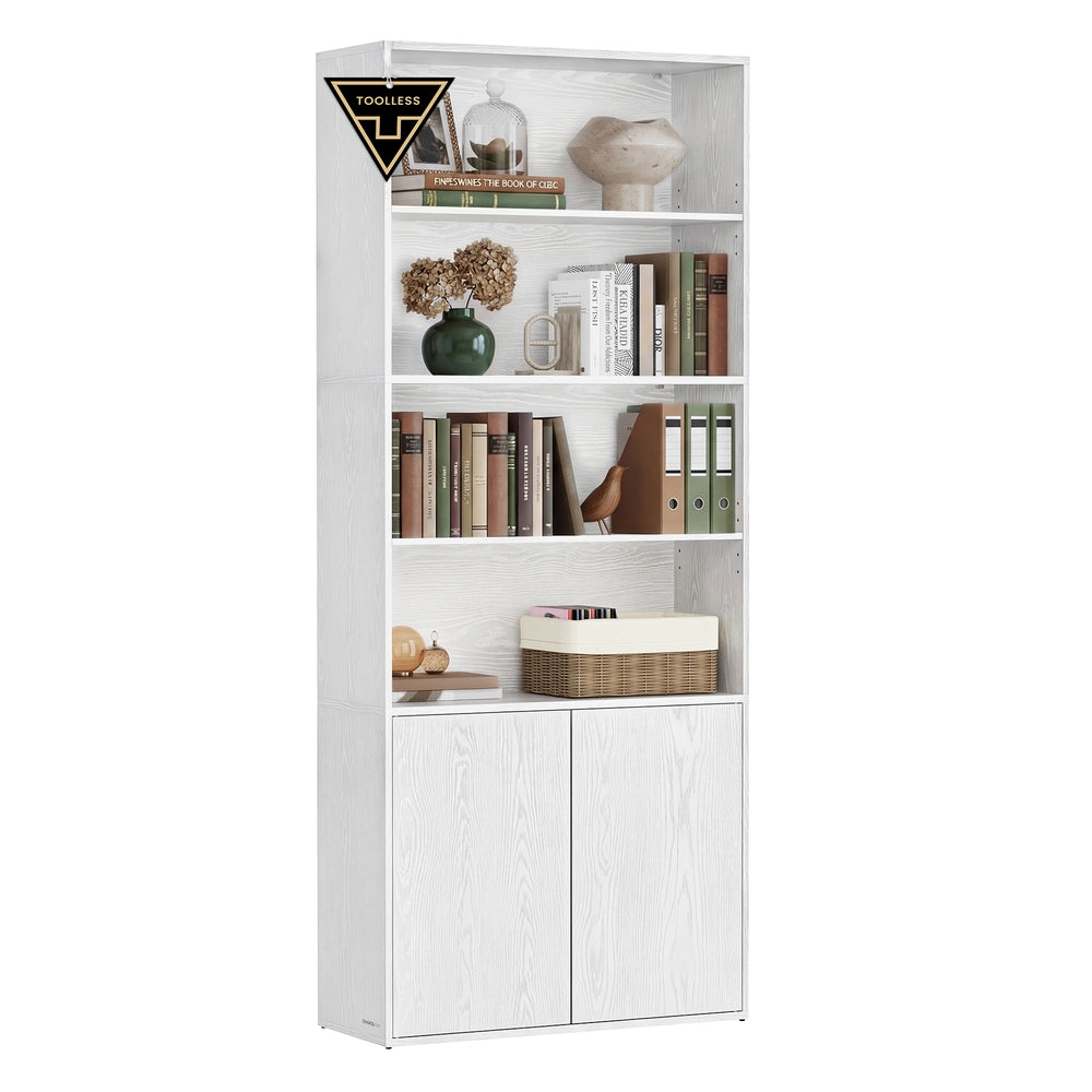 Home Book Shelf 6-Tier Floor Standing Bookcase 70.4 Inches Tall Snow White - image 1