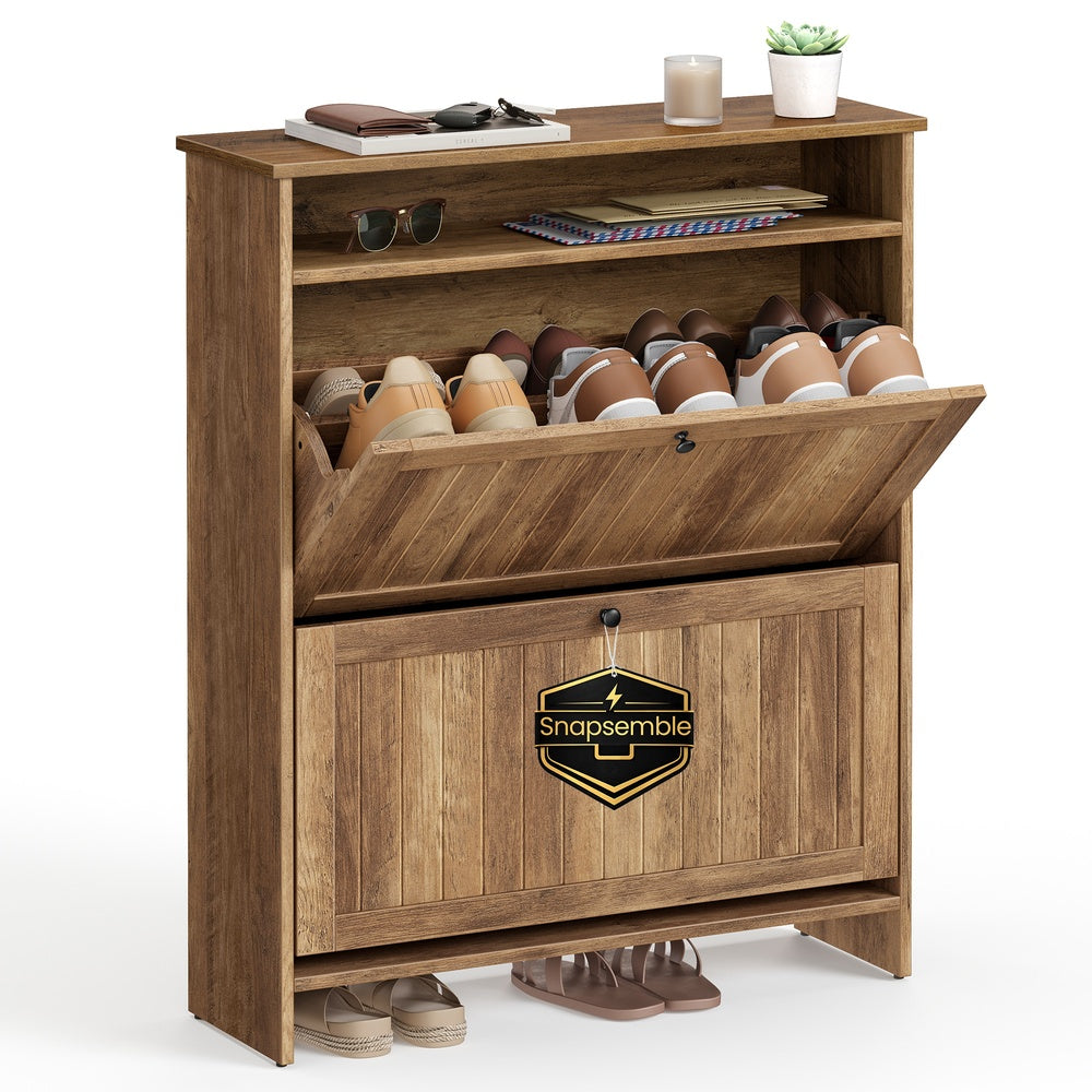 Shoe Cabinet, Snapsemble Superfast Assembly, Shoe Storage Cabinet for Entryway with 2 Flip Drawers - image 8