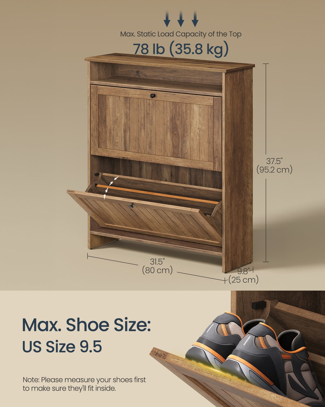 Shoe Cabinet, Snapsemble Superfast Assembly, Shoe Storage Cabinet for Entryway with 2 Flip Drawers - image 13